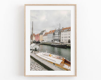 Denmark Poster, Scandinavian Poster, Boats Print, Boat Dock Wall Art, Travel Art Print, Nature Wall Art, Home Decor Poster, Office Art Print