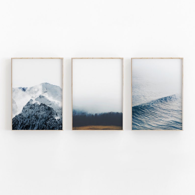 Nature Print Set of 3 Ocean Art National Park Modern Etsy