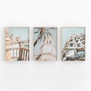 Spain City Print Set of 3, Travel Art Print, Barcelona City Art Print, Modern Minimalist, Printable Wall Decor, City Photography, City Print
