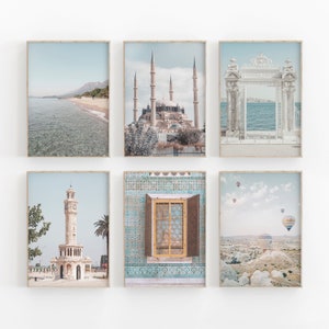 Istanbul Print Set of 6, Travel Art Print, Turkey Art Print, Digital Print, Photography Travel Print, Turkey Holidays Wall Art, Air Balloon