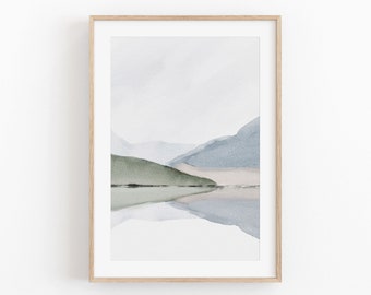 Watercolor Landscape Art Print: Minimalist Nature Poster (Digital Download)