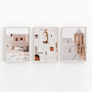 Greece Print Set of 3, Travel Art Print, Greece City Art Print, Modern Minimalist Poster, Printable Wall Decor, Greece Santorini Poster