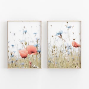 Mohnblumen Druck 2er Set, Instant Art, Blumen Druck, modernes minimalistisches Poster, druckbare Wanddeko, Botanischer Garten, Naturfotografie