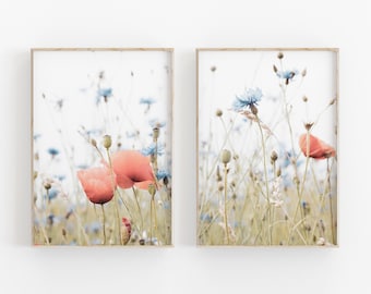 Ensemble de tirages coquelicot de 2, Art instantané, Impression de fleurs, Affiche minimaliste moderne, Décor mural imprimable, Jardin botanique, Photographie de nature