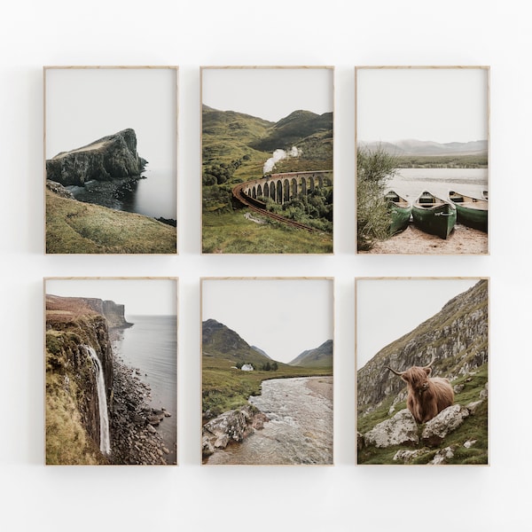 Ecosse Ensemble de 6, Galerie Wall Prints, Printable Wall Art, Europe Travel Print, Highland Cow Photography, Scotland Nature Art Print