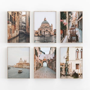 Italy City Set of 6 Gallery Wall, Italy Venice Print, Cityscape Wall Art, Travel Art Print, City View Art Print, Photo Poster, Venice Canal