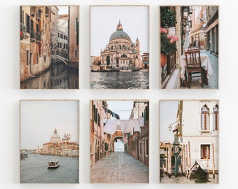 Italie ville ensemble de 6 mur de galerie, impression de Venise Italie, Art mural paysage urbain, impression d’Art de voyage, impression d’Art vue sur la ville, affiche Photo, canal de Venise