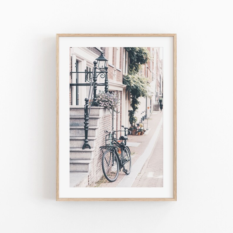 Amsterdam City Print, Cityscape Wall Art, Impression photographique, City View Art Square, Affiche photo,Décor de salon, Vélo Amsterdam Photo image 1