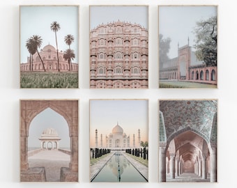 India Cityscape Gallery Print Set: Taj Mahal, Travel Wall Art (Digital Download)