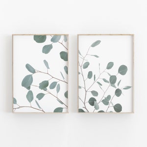 Eucalyptus Print Set of 2, Eucalyptus Plant Print, Botanical Art Print, Modern Minimalist Poster, Printable Wall Decor, Boho Chic Print,