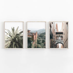Ensemble d&#39;impression de Barcelone de 3, impression d&#39;art de voyage, impression d&#39;art de ville de Barcelone, décor de mur minimaliste et imprimable moderne, photographie de ville, impression de ville