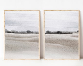 Minimalist Watercolor Art Set: Beige Abstract Landscape (Digital Download)