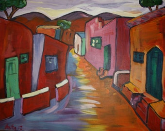 The Village - Acrylic painting on canvas