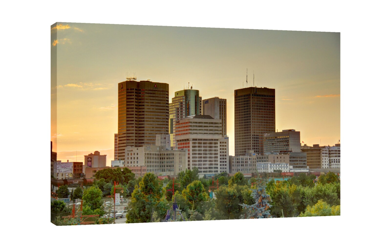 Downtown Winnipeg Skyline Canvas Wall Art The Forks Red River Etsy