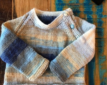 Handmade knitted seaside baby jumper (3 months - 12 years)