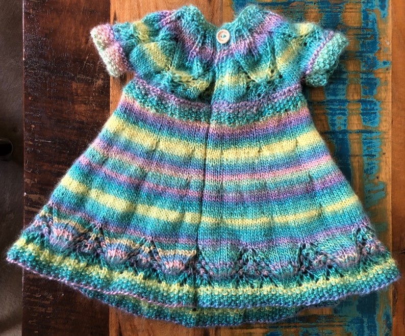 6months Handmade knitted rainbow baby dress