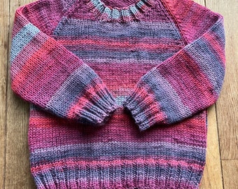 Handmade knitted purple jumper (3 months - 10 years)