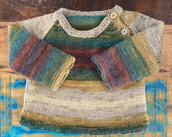 Pull pour bébé et enfant fait main avec boutons en bois (3 mois - 8 ans)