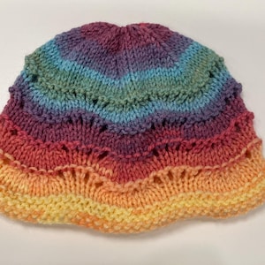 Handmade knitted rainbow baby hat (preemie to 1 year)