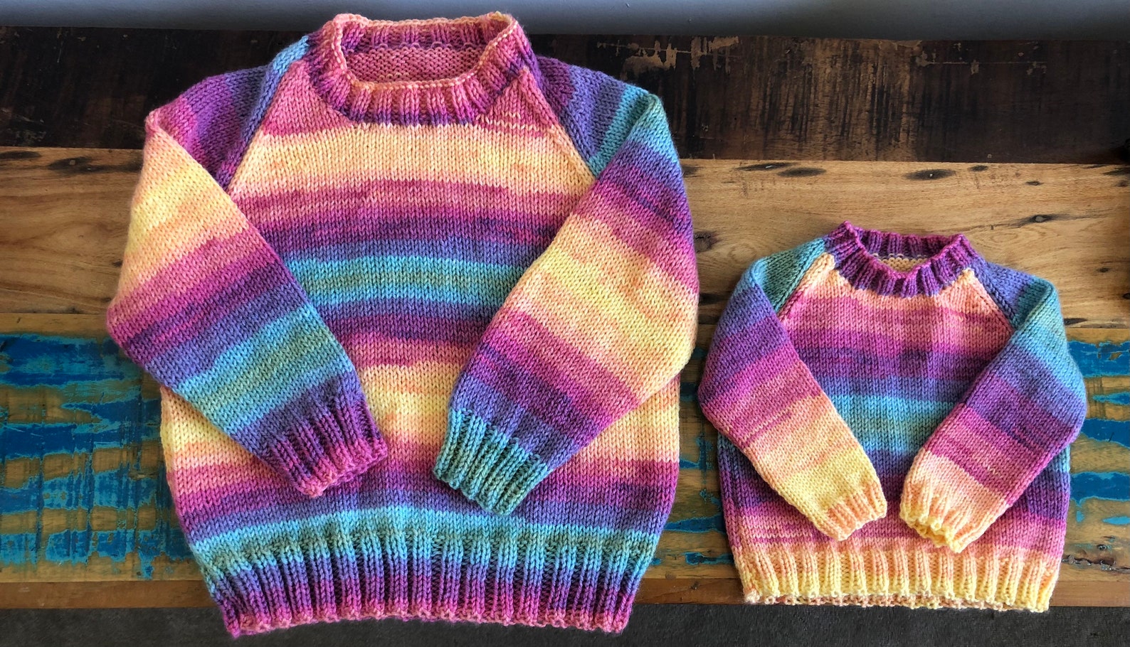 pull-arc-en-ciel-b-b-enfant-tricot-main-6-mois-8-ans-etsy-france