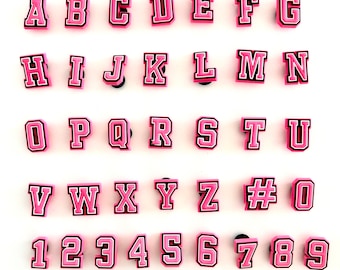Shoe charms Jibbitz for Crocs Alphabet hot pink letter and numbers