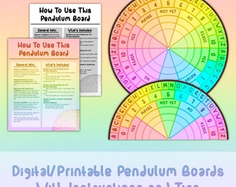 Alphabet/Number/Yes/No Digital/Printable Pendulum / Spirit / Divination / Dowsing Board, Instant Download