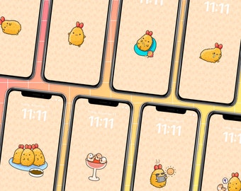 Shrimp Tempura Buddies Phone Wallpapers, Set of 8 (Digital Download)