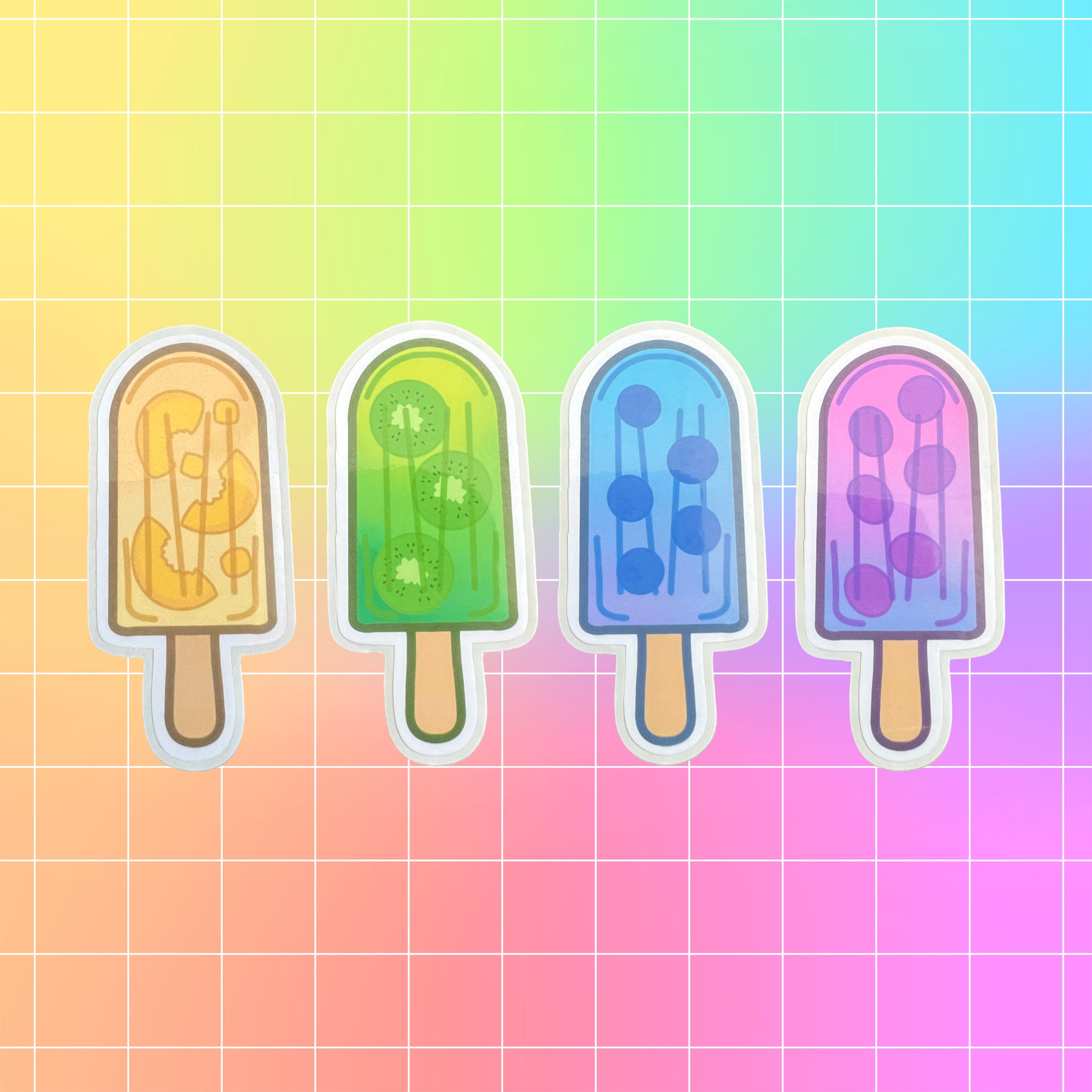 Popsicles Decal Fruity Popsicle Sticker Set, Kawaii Ice Pop Decals - Etsy