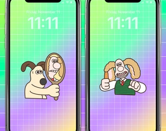 Matching Wallace and Gromit Phone Wallpaper Set Best Friend Phone Background Cartoon Themed Phone Background Wallace and Gromit Duo Image