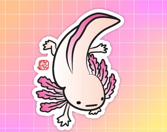 White - Pink Axolotl Sticker