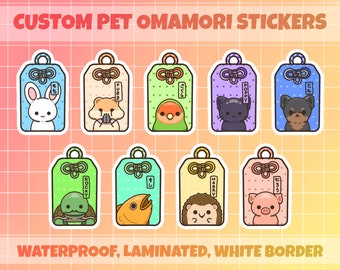Custom Pet Omamori Stickers Personalized Pet Protection Charm Pet Portrait On Omamori Lucky Charm Sticker With Pet Japanese Omamori Art