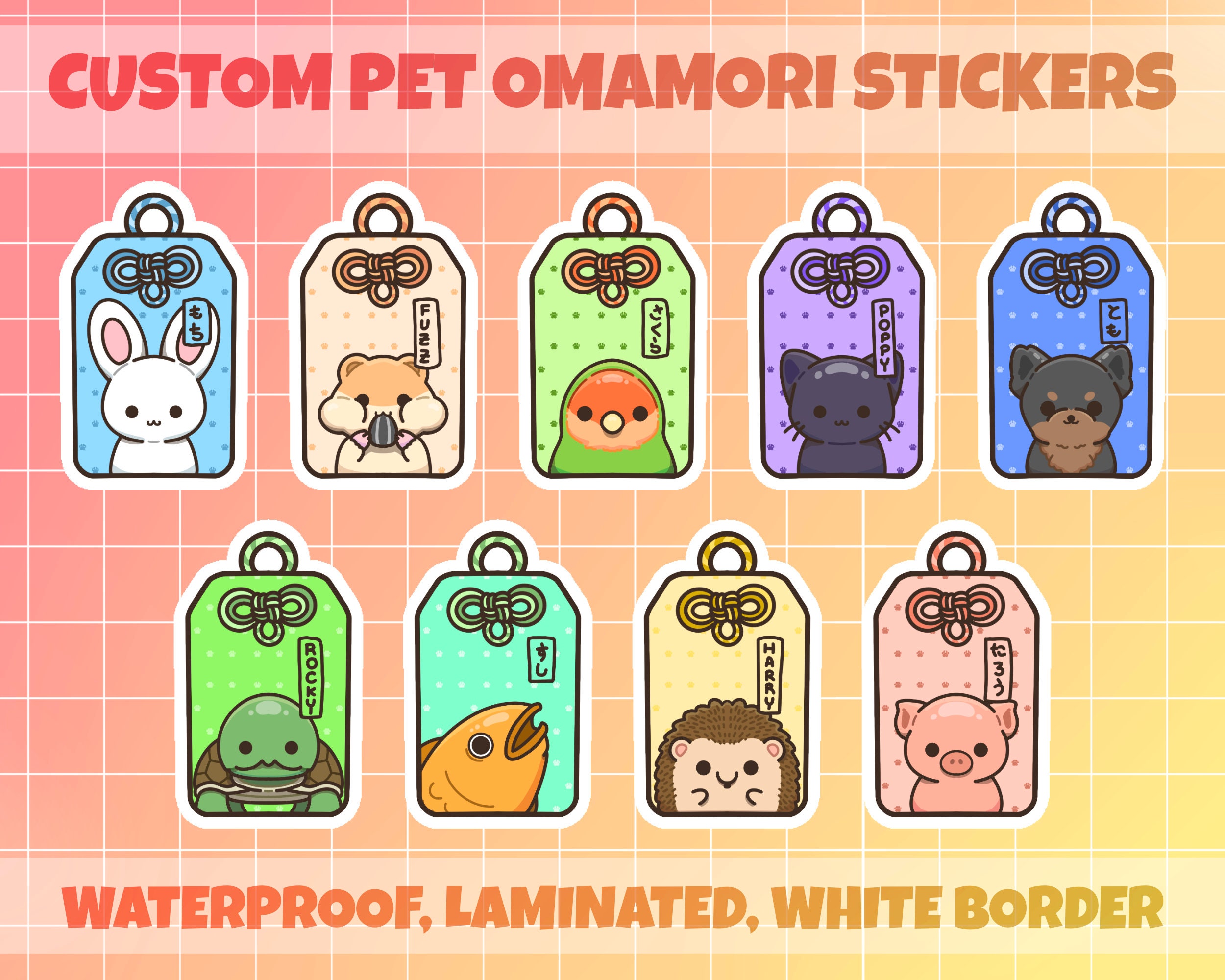 Custom Pet Omamori Stickers Personalized Pet Protection Charm Pet
