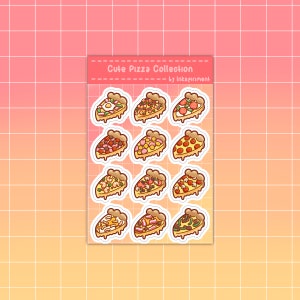 Cute Pizza Collection Sticker Sheet Pizza Stickers Kawaii Food Themed Sticker Pizza Slice Art Cute Food Sticker Cute Notebook Sticker