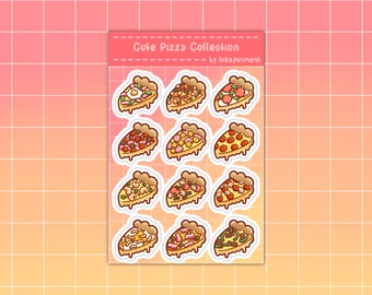 Cute Pizza Collection Sticker Sheet Pizza Stickers Kawaii Food Themed Sticker Pizza Slice Art Cute Food Sticker Cute Notebook Sticker