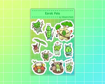 Hoja de pegatinas de Zelda Korok Pals: BOTW, TOTK Fan Art (impermeable)