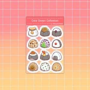 Cute Onigiri Collection Sticker Sheet Rice Ball Stickers Kawaii Food Themed Sticker Musubi Art Cute Food Sticker Cute Notebook Sticker