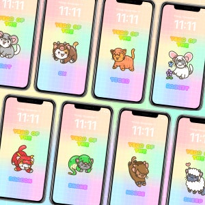 Chinese Zodiac Cats Phone Wallpaper Bundle Set of 12 Wallpapers Digital Download Chinese Astrology Phone Wallpaper Zodiac Phone Wallpaper
