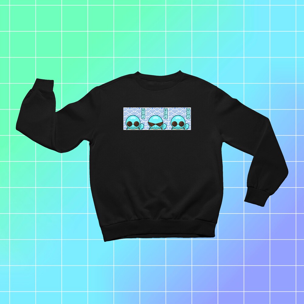 Pokemon Squirtle Squad Omamori Style Sweatshirt Cute Pokemon Sweater Kawaii Anime Sweater Japanese Anime Clothing Video Game Sweatshirt