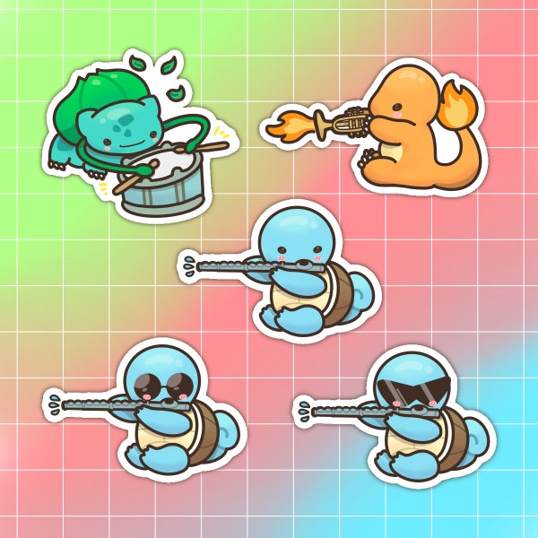 Musical Pokemon Sticker Set Part 1 | Nintendo Themed Stickers | Cute Video Game Stickers | Music Themed Stickers | Pokemon Stickers | Labels