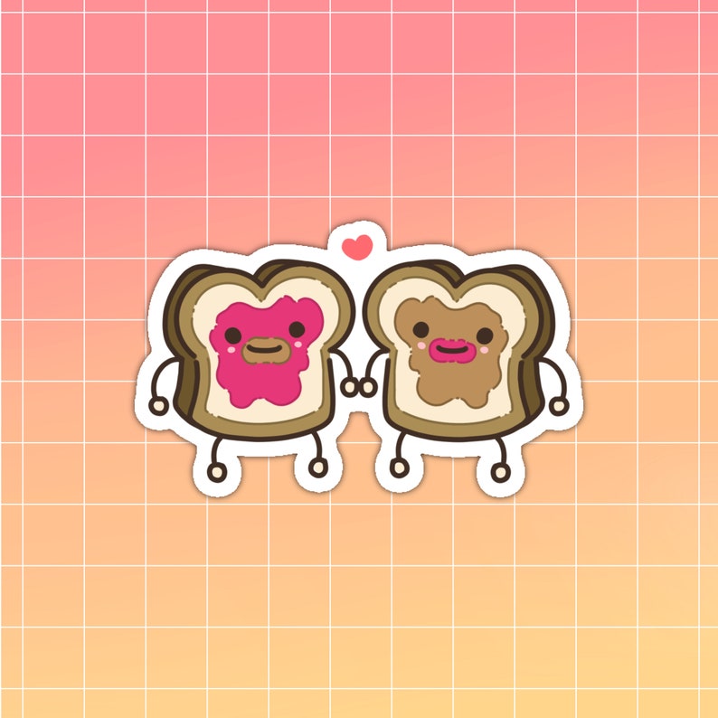 PB&J Match Sticker PBJ BFFs Match Sticker Set Perfect Pair PBJ Decal Lunchtime Love Peanut Butter and Jelly Match Sticker Couples image 1