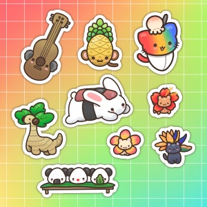 ハワイの動物ステッカーセット | トロピカルテーマのステッカー | アイランドスタイルのステッカー | ハワイの地元産 | アロハメイドのステッカー | ハワイの食品ラベル