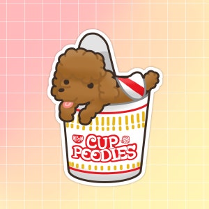 Cup Poodle Sticker | Cup Noodle Sticker | Cute Food Stickers | Poodle Sticker | Ramen Sticker | Japanese Food Decal | Kawaii Funny Stickers