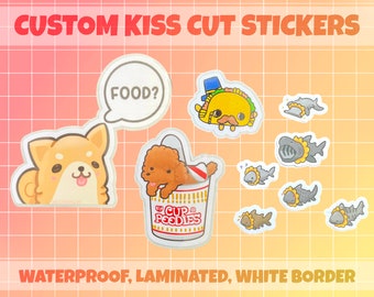 Custom Printed Waterproof Stickers Die-cut Bulk Order Print Your Design Sticker Custom Design Sticker Personalized Sticker Free Proof