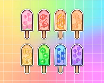 Fruchtiges Eis am Stiel Sticker Set, Kawaii Ice Pop Abziehbilder