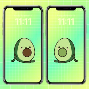 Pacote de papel de parede para celular com abacates combinando, conjunto de 2 papéis de parede, pacote variado, tela inicial, download digital, fundo de casal, melhor amigo