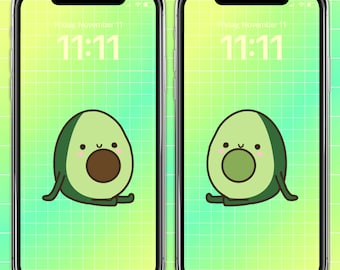 Matching Avocados Phone Wallpaper Bundle, Set of 2 Wallpapers, Variety Pack, Home Screen, Digital Download Couples Background Best Friend