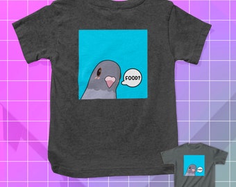 FOR KIDS Hungry Food Pigeon Gray Kids Heavy Cotton Tee