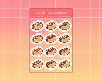 Cute Hot Dog Collection Sticker Sheet Hot Dog Stickers Kawaii Food Themed Sticker Hot Dog Art Cute Food Sticker Cute Notebook Sticker