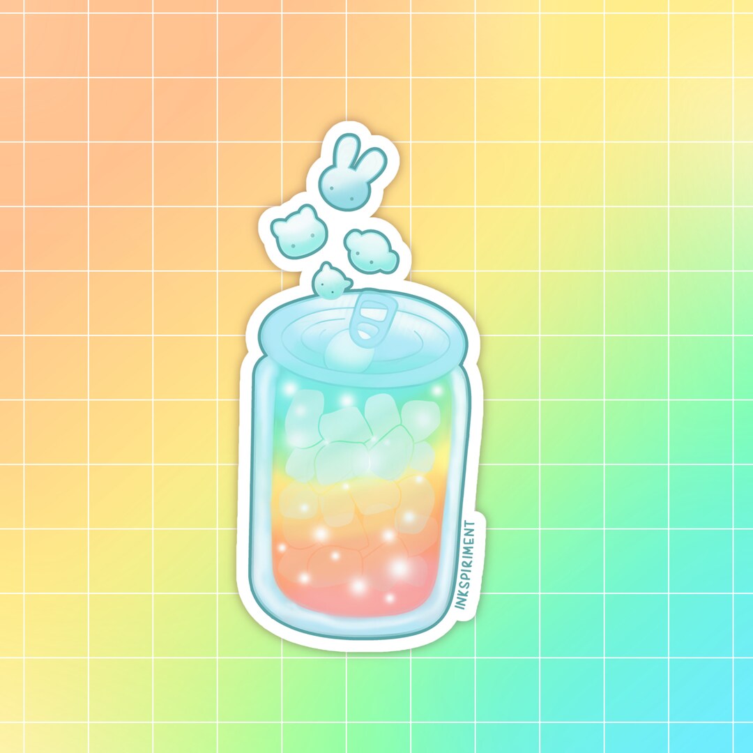 Animal Soda Sticker Rainbow Color Sticker Kawaii Animal Themed Sticker ...