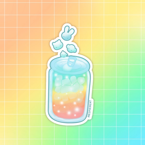 Animal Soda Sticker Rainbow Color Sticker Kawaii Animal Themed Sticker Colorful Soda Rainbow Pretty Sticker For Water Bottle Sticker Drink